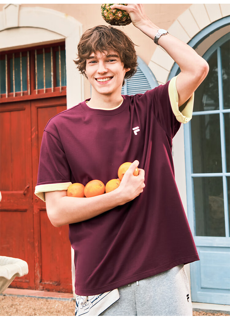 FILA FUSION Fashion Brand Zhang Hao Couple Knit Short Sleeve Shirt 2026 Spring Casual Loose Pure Cotton T-Shirt 39