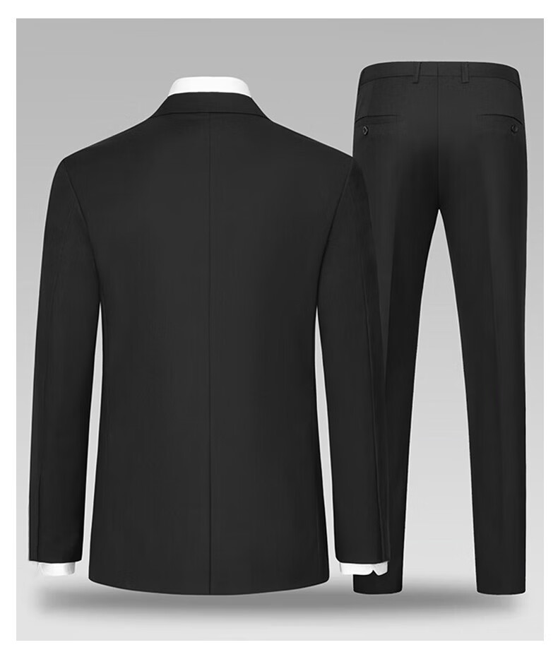 ROMON Men's Casual Formal Suit Jacket Mid-Young New Groom Best Man Work Business Spring Autumn Coat Black 2XL 14