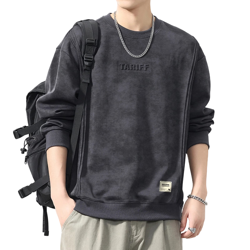 MARK FAIRWHALE Men's Sweatshirt Spring Autumn Trendy Loose Casual Pullover White L