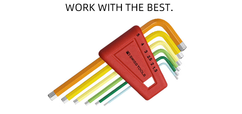 PB SWISSTOOLS Swiss Imported Metric Hex Key Color Flat Head 7-Piece Set PB 210.H-6 RB 7-Piece Set 3