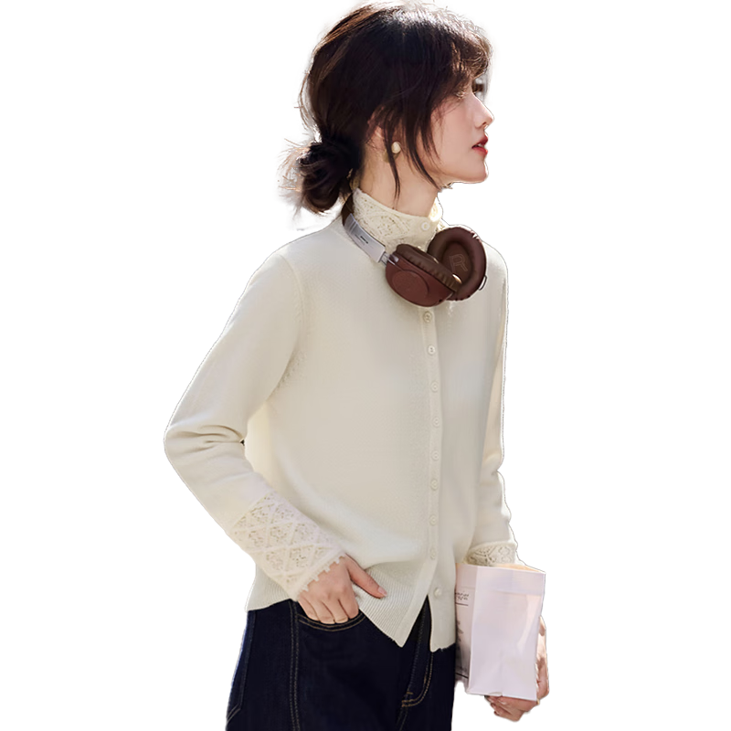 She Enjoy Stand Collar Reversible Knit Cardigan Women's Versatile Knit Sweater Jacket T54Z152