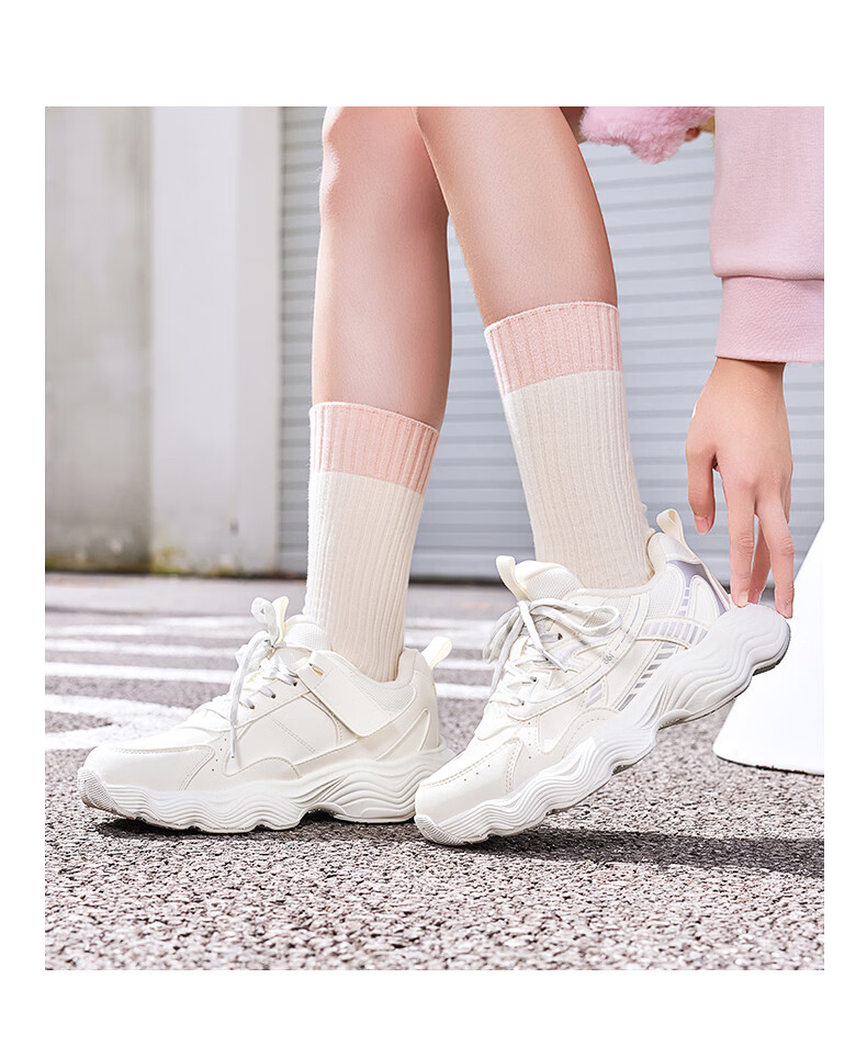 361° Kids Girls' Sports Shoes 2025 Autumn Millennium Style Cushioned High-Elastic Spliced Retro Casual Shoes Purple Size 37 6