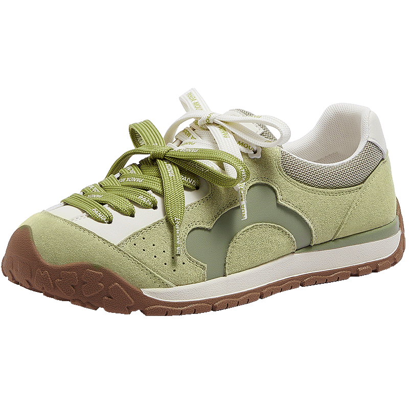 CAMEL Lime Training Shoes Women Panda Collaboration Casual Shoes Mismatched Lace Running Shoes L26S577095 Green Size 40