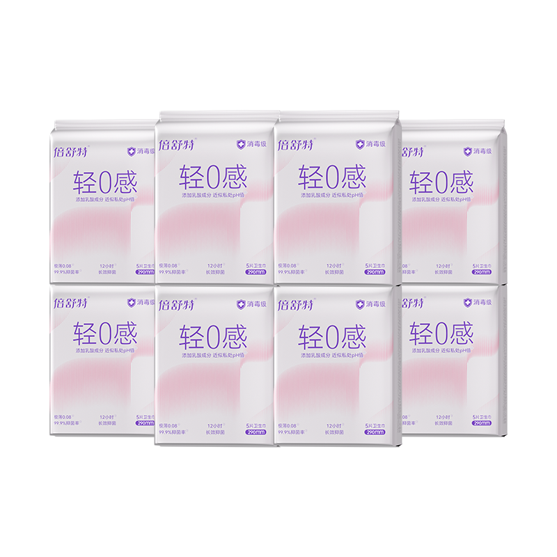 Beishute Light 0 Sensation Disinfection Grade Lactic Acid Breathable Daily Sanitary Napkins 290mm 5pcs*8 Packs Menstrual Pads for Students JD Good Product