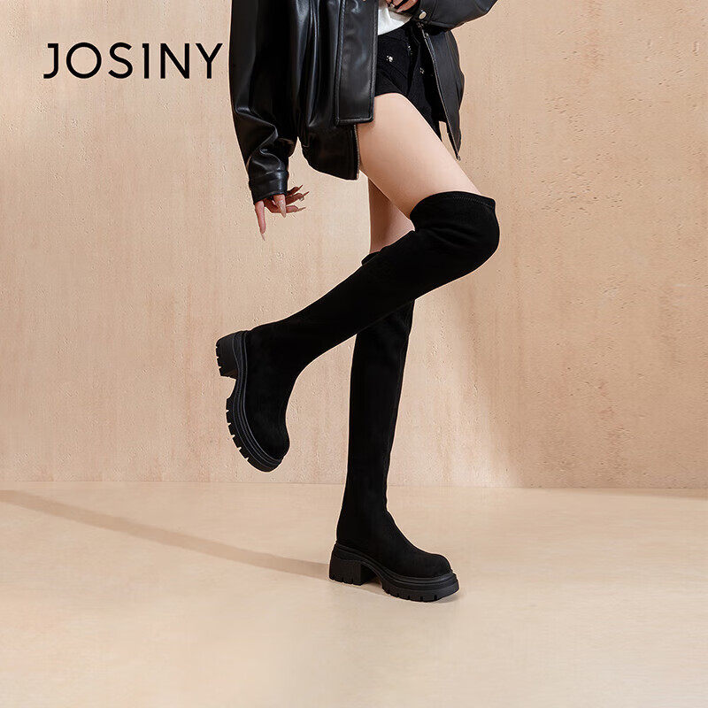 Josiny Over-the-Knee Boots 2025 New Elegant Women's High Tube Long Boots Autumn Winter Stretch Boots Black 40