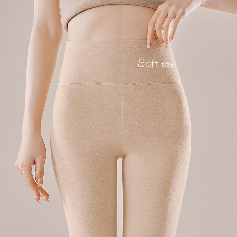 MiiOW High-Waist Thermal Pants for Women, Tummy Control and Hip Lift, Autumn and Winter Velvet Cashmere Silk Inner Wear, Cotton Wool Knit Leggings