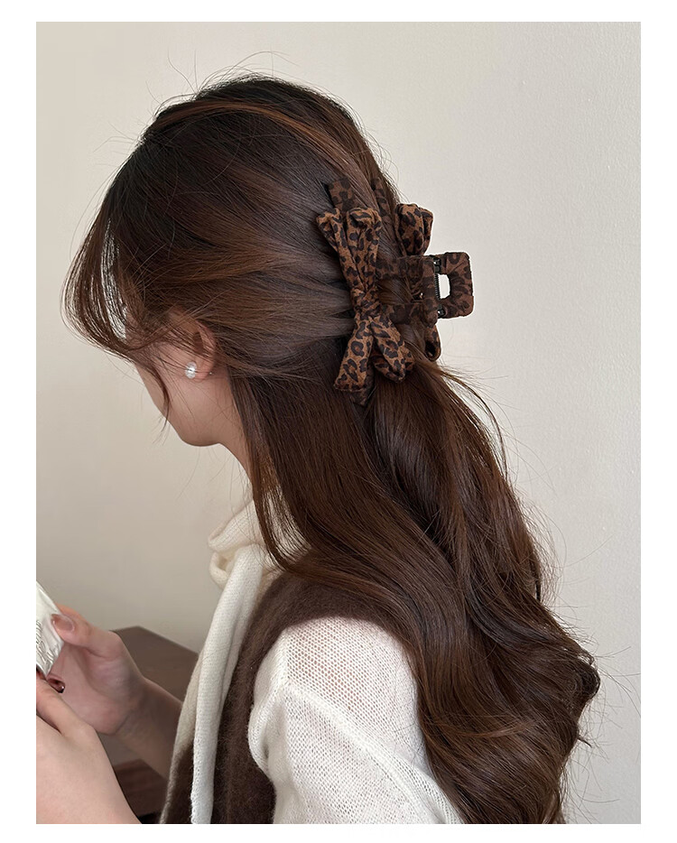CHIMERA Leopard Print Bow Hair Claw Clip Ponytail Shark Clip Hairpin for Women Birthday Gift 6