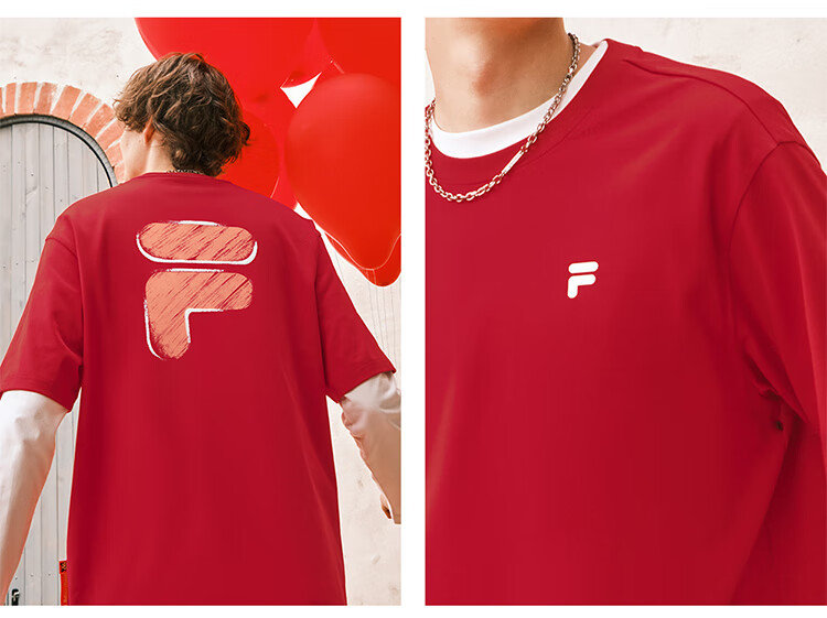 FILA FUSION Fashion Brand Zhang Hao Couple Knit Short Sleeve Shirt 2026 Spring Casual Loose Pure Cotton T-Shirt 83