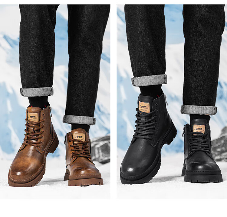 G.N.Shi Jia Men's Martin Boots, Genuine Leather, 2026 Autumn And Winter New Style, British Retro Thick-Soled Heightening Work Boots, Red-Brown, Size 43 8