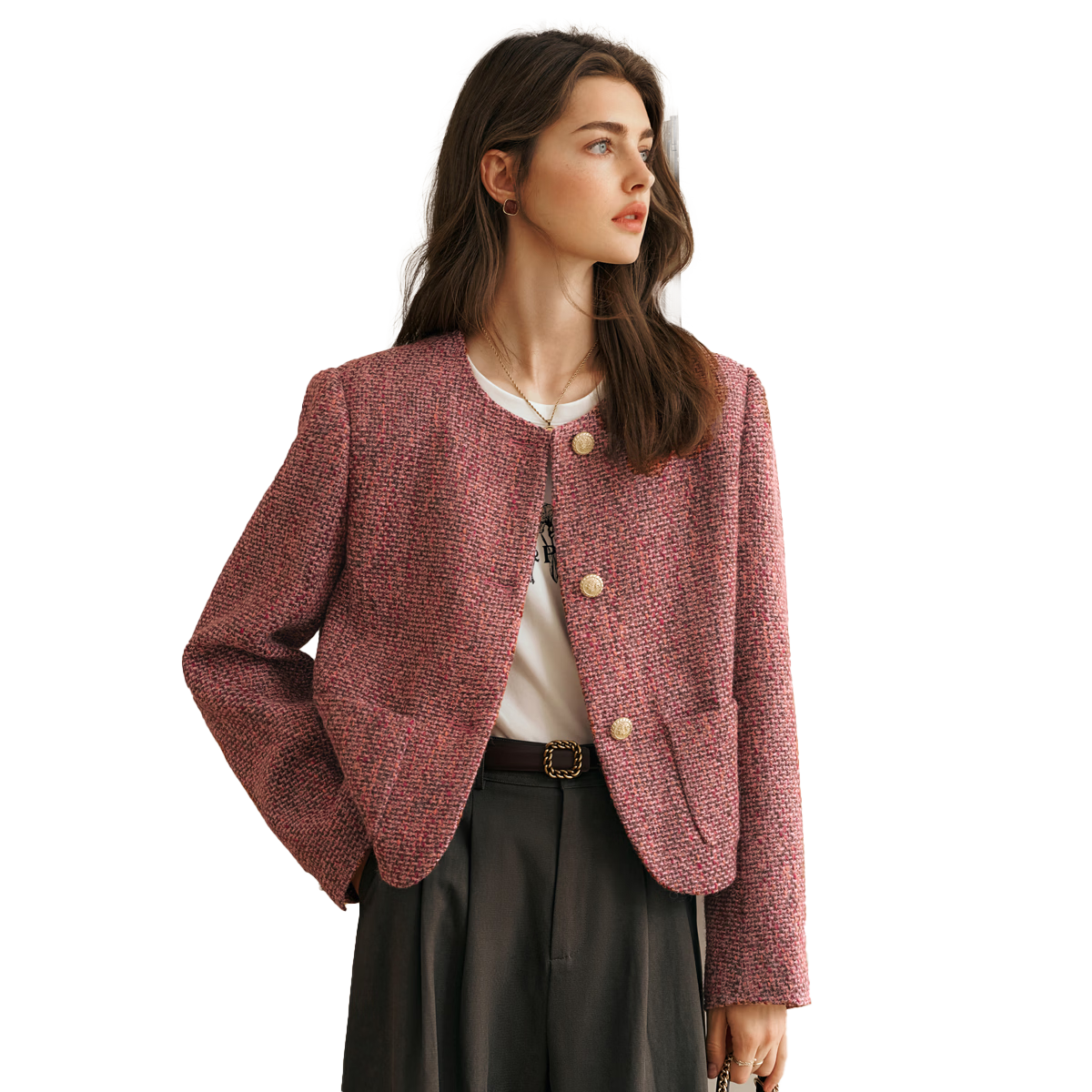 Olrain Eurielle New Year Red Coat Little Chanel Style Women's Elegant Commuting Top Encore Red Upgraded Version M