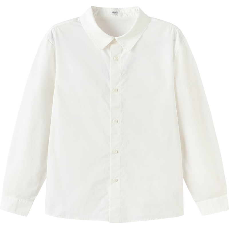 Balabala Boys' Long Sleeve Shirt with Turn-Down Collar Baby 2026 New Spring Curved Hem Pure Cotton Skin-Friendly Versatile Top