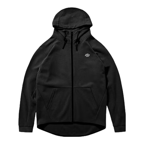 JD Original Air Warm Sports Jacket for Men, Knitted Hooded Spring Outdoor Windproof Warm Running Casual Coat, Black, Size L