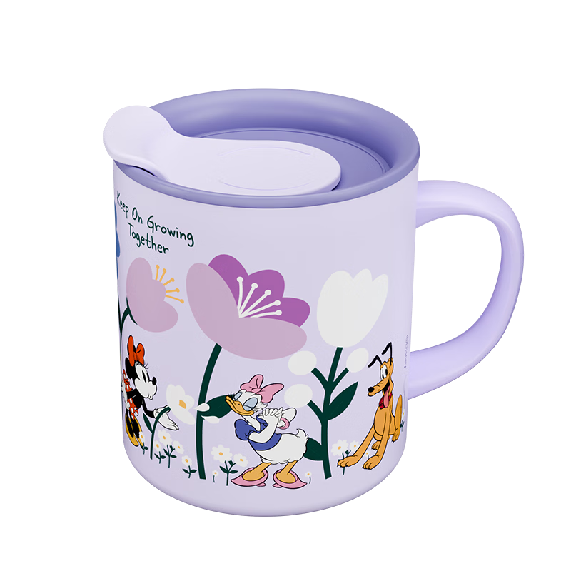 Disney 316 Stainless Steel Insulated Mug with Handle and Lid Large Capacity Desktop Cup Mickey Purple 320ml