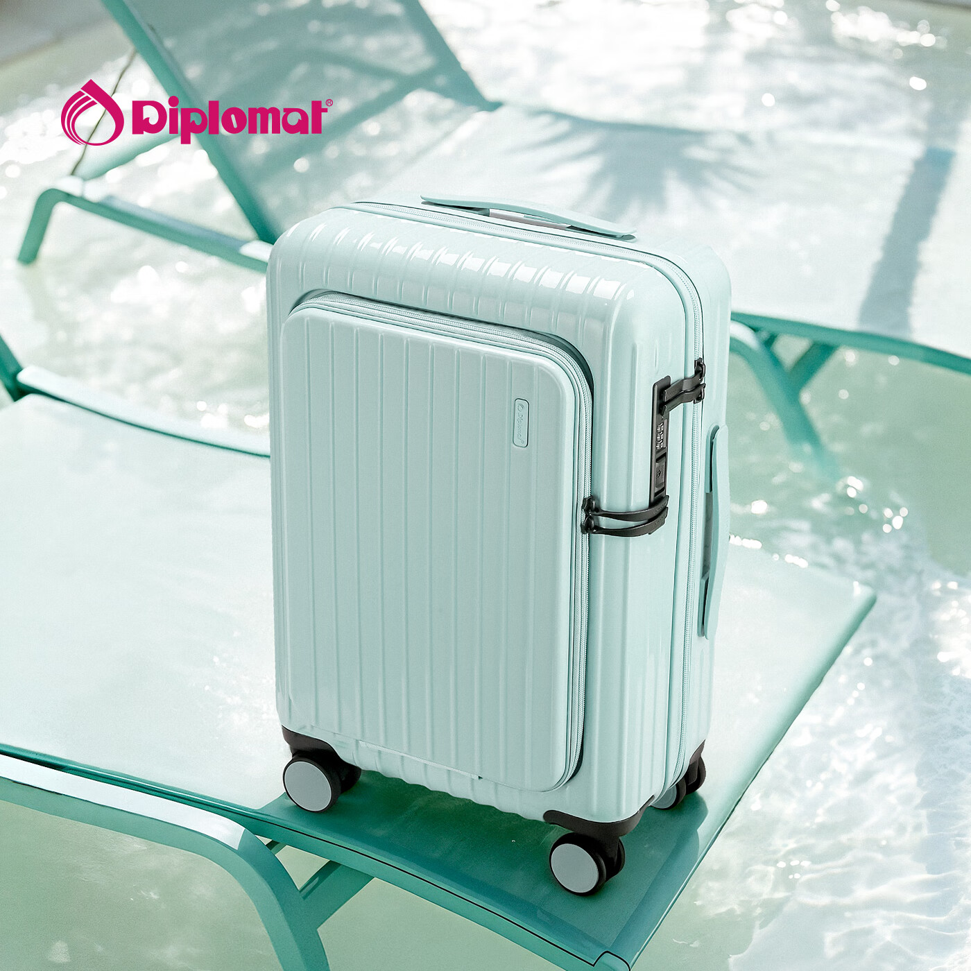 Diplomat Front-Opening Carry-On Luggage 20-inch Unisex Business Travel Trolley Suitcase TC-9302