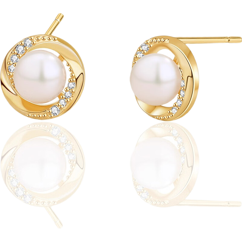 AJIDOU Women's S925 Silver Stud Earrings, Elegant Freshwater Pearl Earrings, Luxurious And Versatile, Perfect Gift for Girlfriend on Mid-Autumn Festival