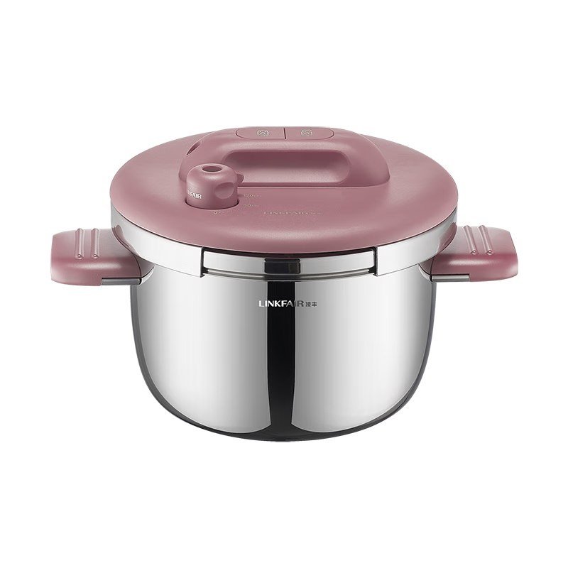 LINKFAIR High Pressure Cooker for 3-4 People Explosion-Proof One-Hand Quick Release Stainless Steel Pressure Cooker Compatible with Gas and Induction Cooktops