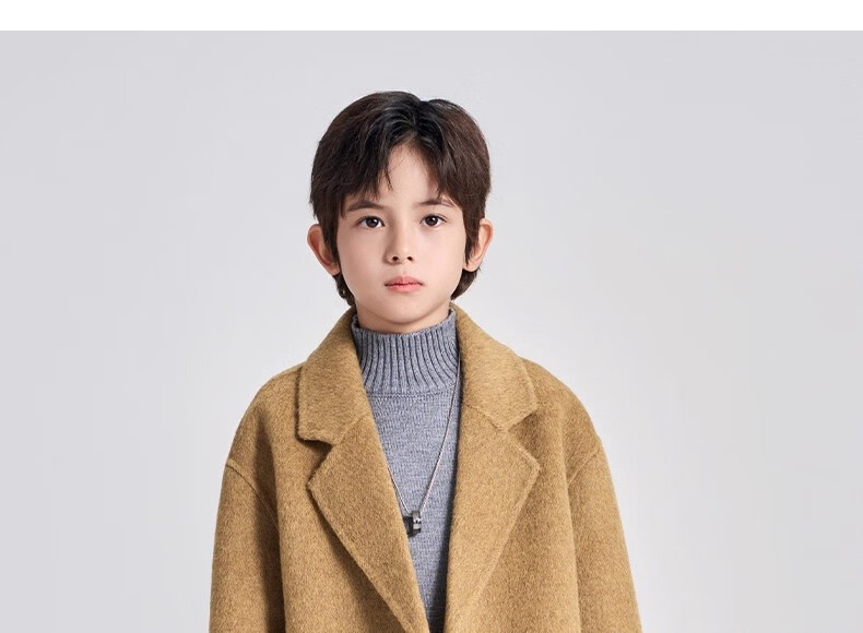 Romon Kids Reversible Wool Coat Autumn Winter Boys Girls Woolen Mid-Length Korean Style Jacket Charcoal Gray 170 6