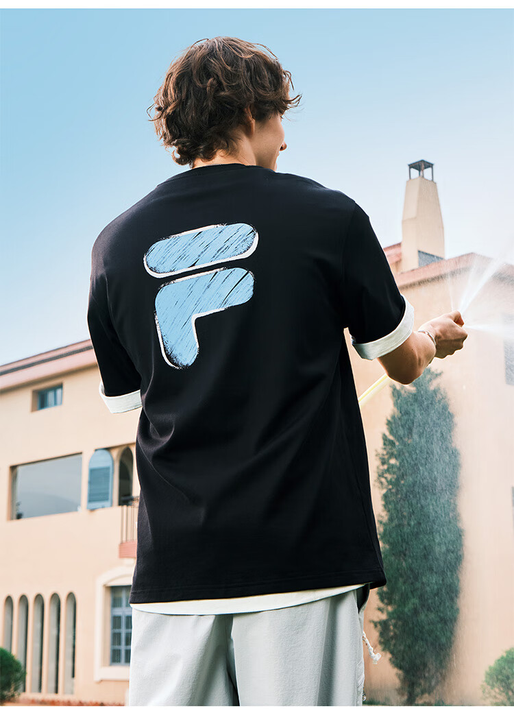FILA FUSION Fashion Brand Zhang Hao Couple Knit Short Sleeve Shirt 2026 Spring Casual Loose Pure Cotton T-Shirt 35