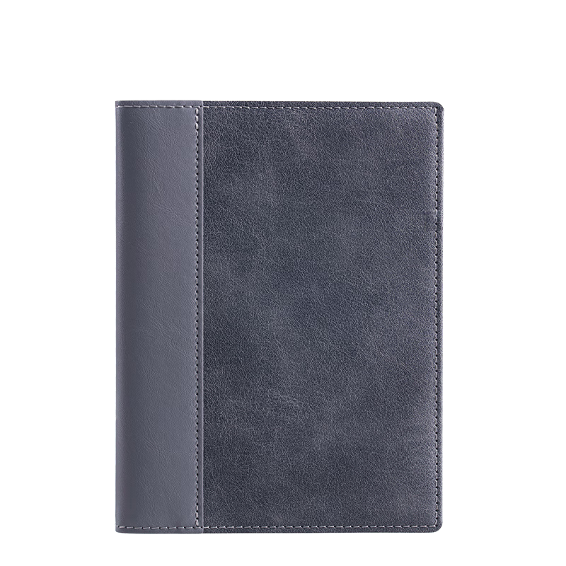 Deli A6 Spliced Leather Notebook Office Meeting Notepad 96 Sheets BP23 Gray