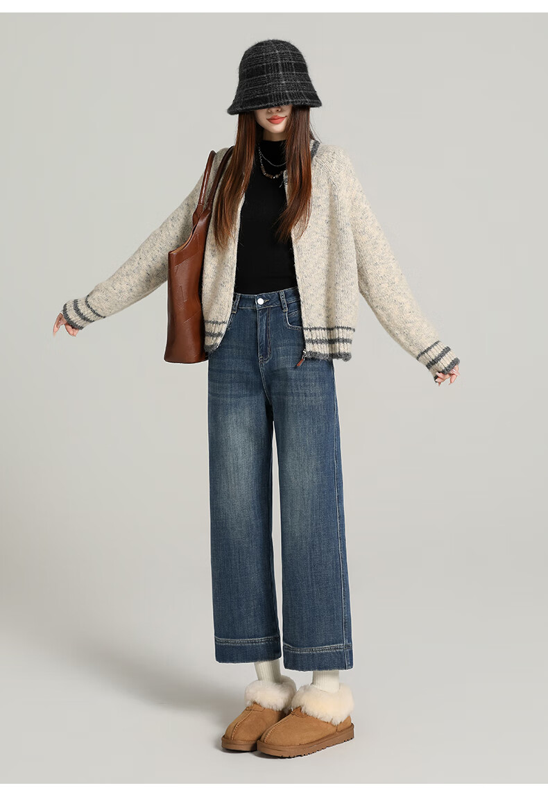BOPRUIEY Women's Loose Stretch High-Waist Cropped Straight-Leg Jeans 2026 New Spring Autumn Casual Pants 16
