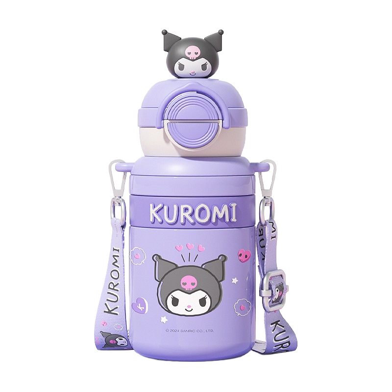 Guangduola Children's Insulated Cup, 316 Food Grade Kuromi Water Bottle, Elementary School Student Water Jug, Kindergarten School Use, Straw Double Drinking