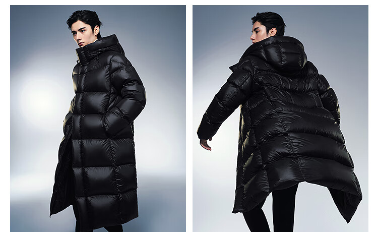 BOSIDENG Unisex Puff Winter Goose Down Thickened Hooded Extra Long Mall Style Down Jacket 8