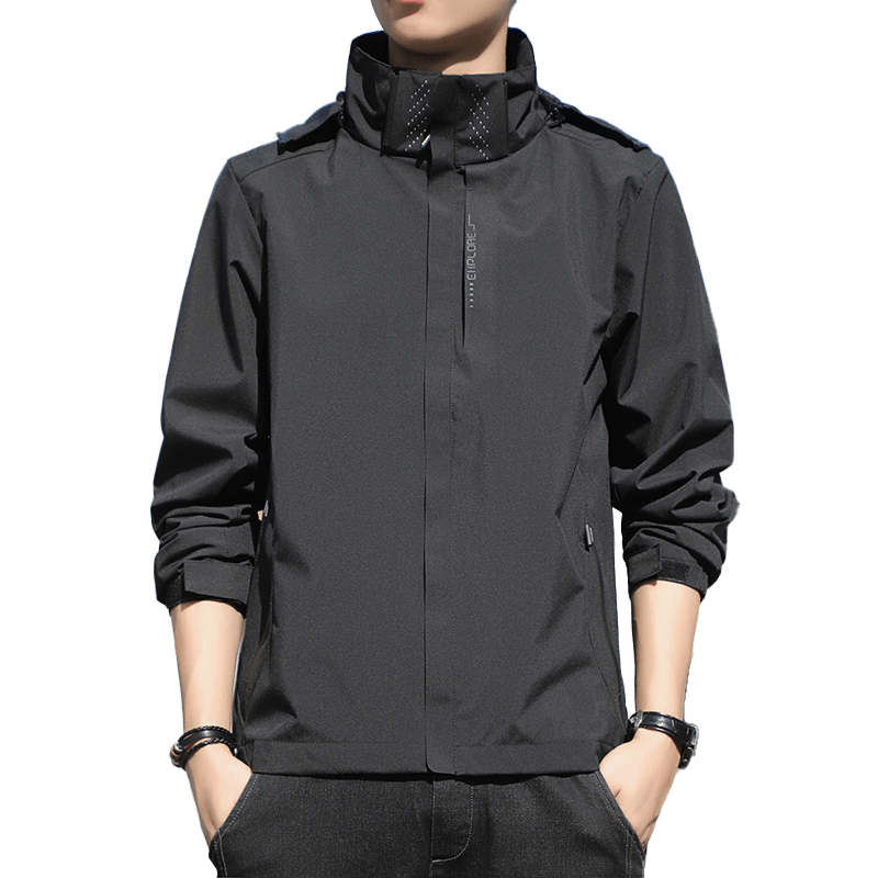 RED DRAGONFLY Men's Autumn Winter Windproof Waterproof Fashion Versatile Outdoor Hiking Mountaineering Jacket Black 2XL
