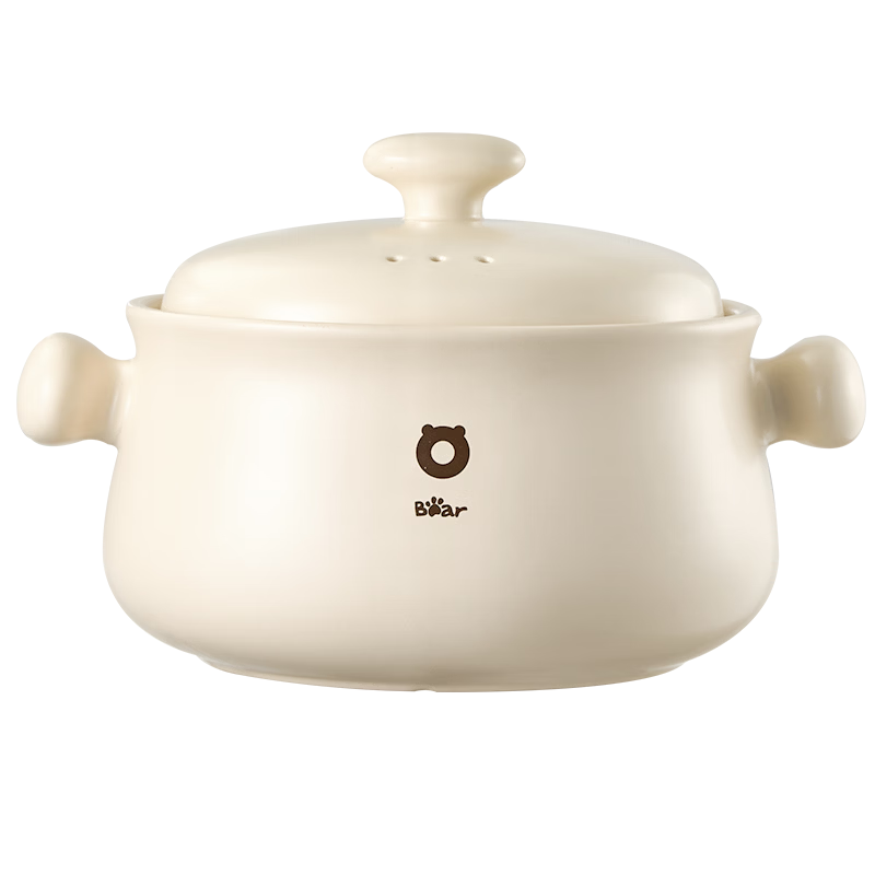 Bear Clay Pot, White Pot for Soup Making, Heat-Resistant And Crack-Resistant, 4.5L Large Clay Pot, Wide-Mouth Stew Pot, Ceramic Pot