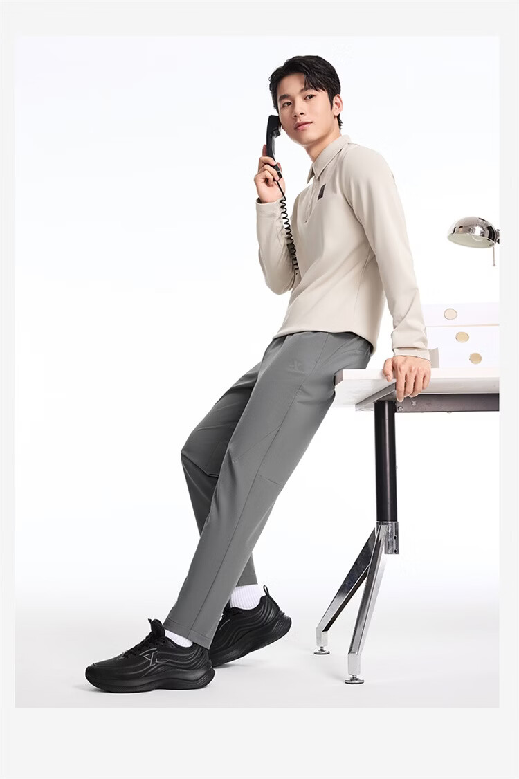 Xtep Little C Men's Long Pants Three-Resistant Business Commuter Dress Pants Fashionable Versatile Sports Straight-Leg High Elastic Four-Season Pants 33