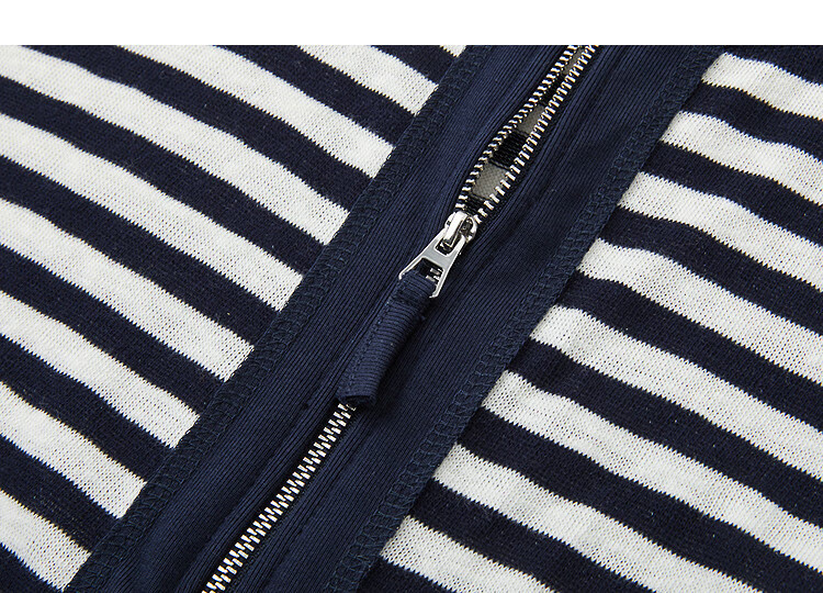Demana [Cloud Soft Cotton] Spring Retro Striped Half-Placket Colorblock Long Sleeve Petite Women's T-Shirt 5