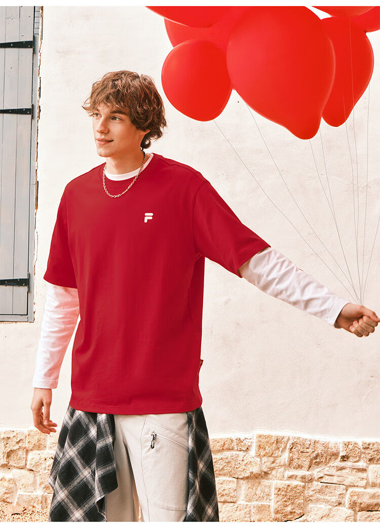 FILA FUSION Fashion Brand Zhang Hao Couple Knit Short Sleeve Shirt 2026 Spring Casual Loose Pure Cotton T-Shirt 79