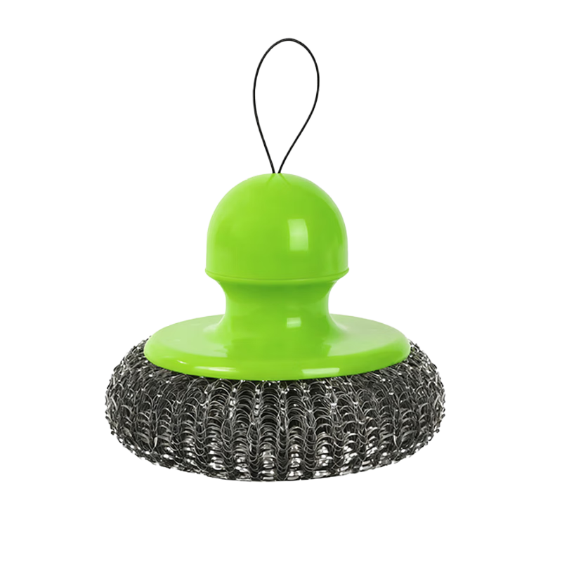 Fu Ai Jia Metal Steel Wire Dishwashing Brush Non-Shedding Pot Scrubber Cleaning Ball with Handle Hand-Friendly 1 Handle Triple Head