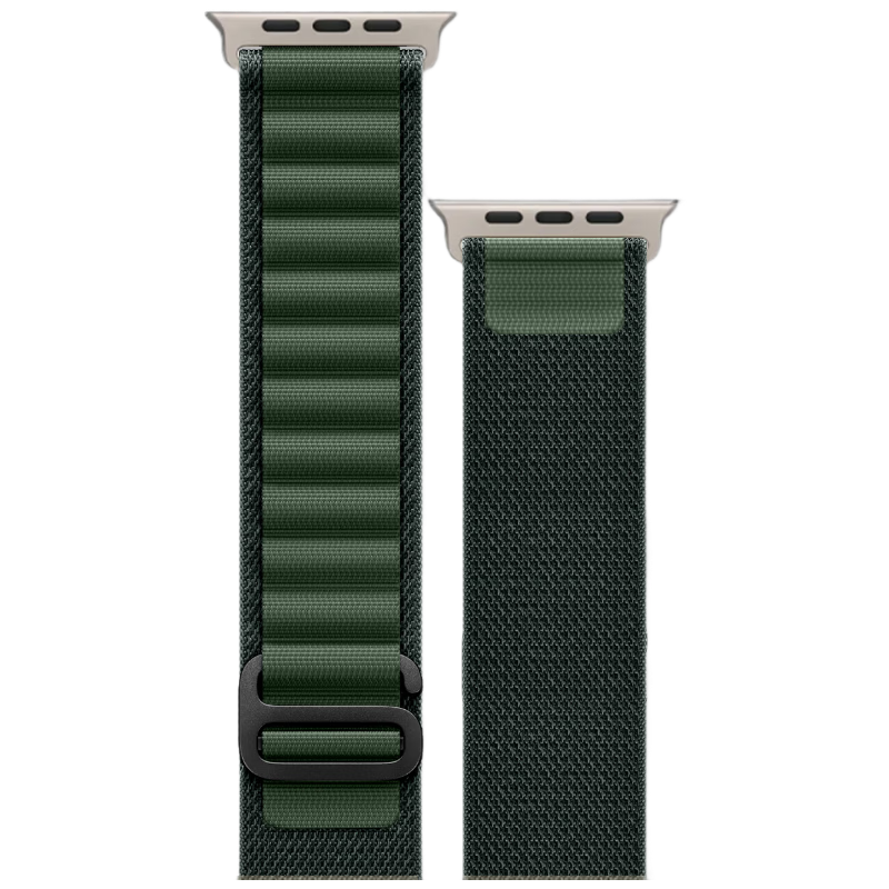 Biaodai Ge Apple Watch Band S10 High-End Summer Breathable Strap S11/9/8/7 iWatch 45/46/49MM Ultra 2/3 Mountain Nylon Dark Green L Size Titanium Buckle