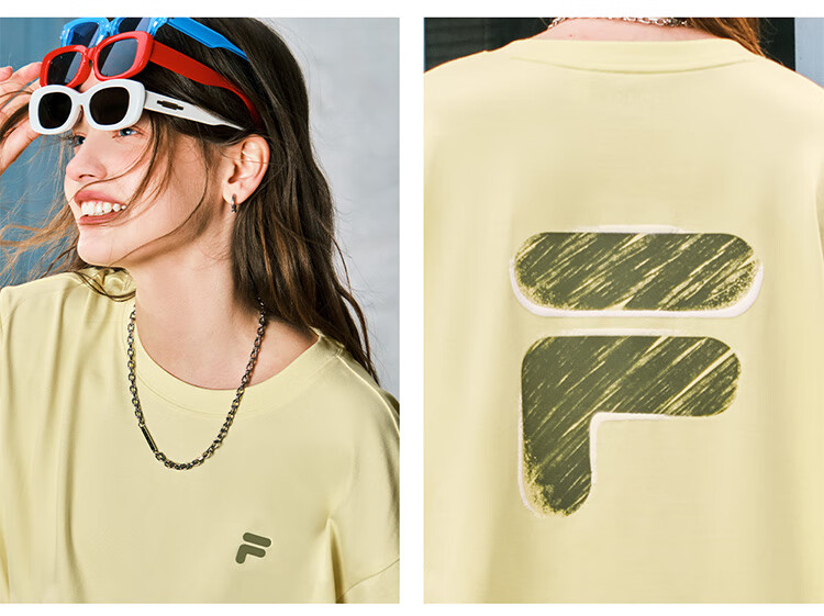 FILA FUSION Fashion Brand Zhang Hao Couple Knit Short Sleeve Shirt 2026 Spring Casual Loose Pure Cotton T-Shirt 72