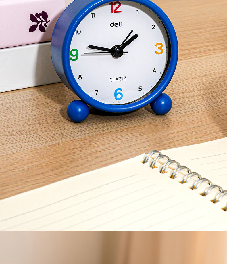 Deli Alarm Clock Student Kids Bedside Clock Wake-Up Device Powerful Silent Sweep Second - LE309 Small Clock - Alarm Clock (Yellow) (Unit) Children's Day Gift 1