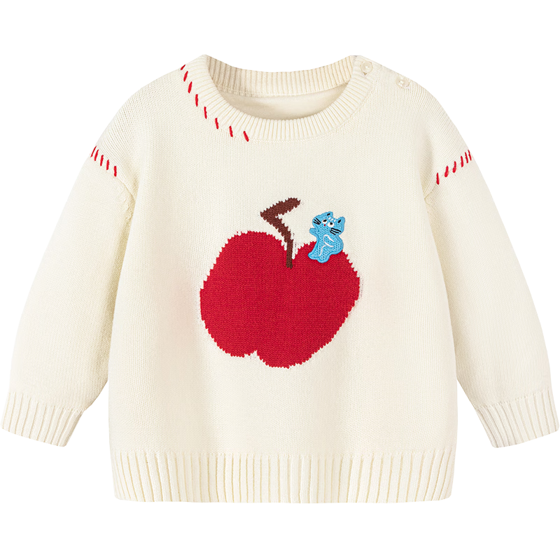 Minibala Kids Baby Sweater 2025 Winter Pure Cotton Lining Cute Animal Pattern Red Christmas Sweater