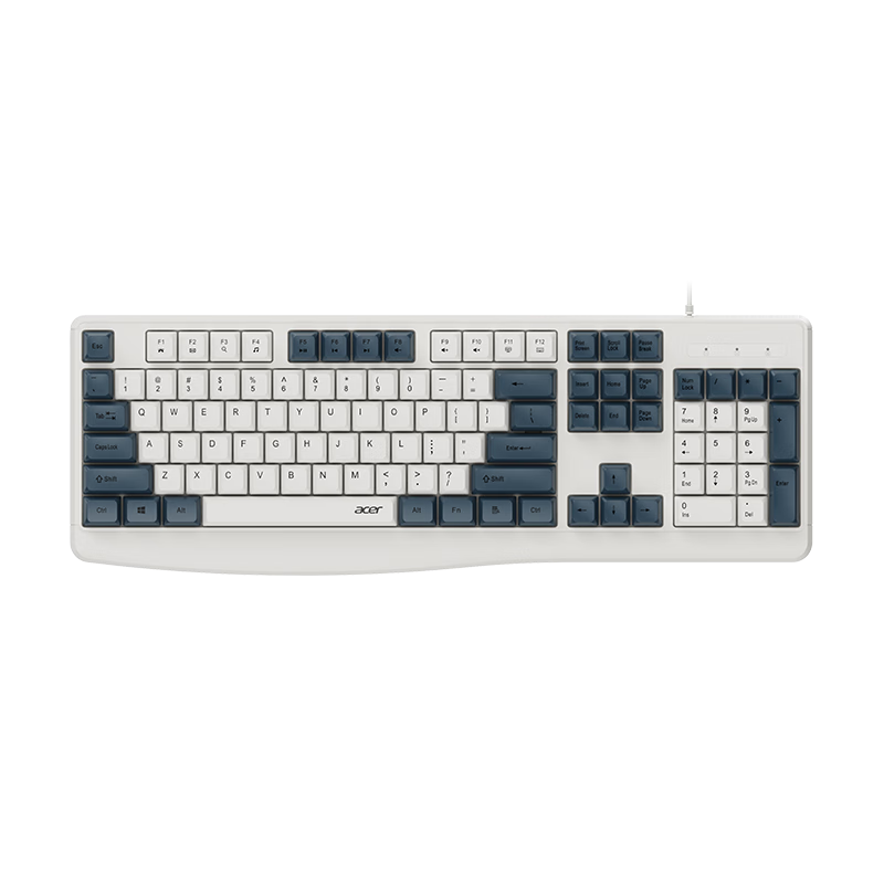 Acer Wired Keyboard with Function Hotkeys for Laptop and Desktop, Office Typing, Quiet Portable Universal Keyboard OKW245 Dark Blue
