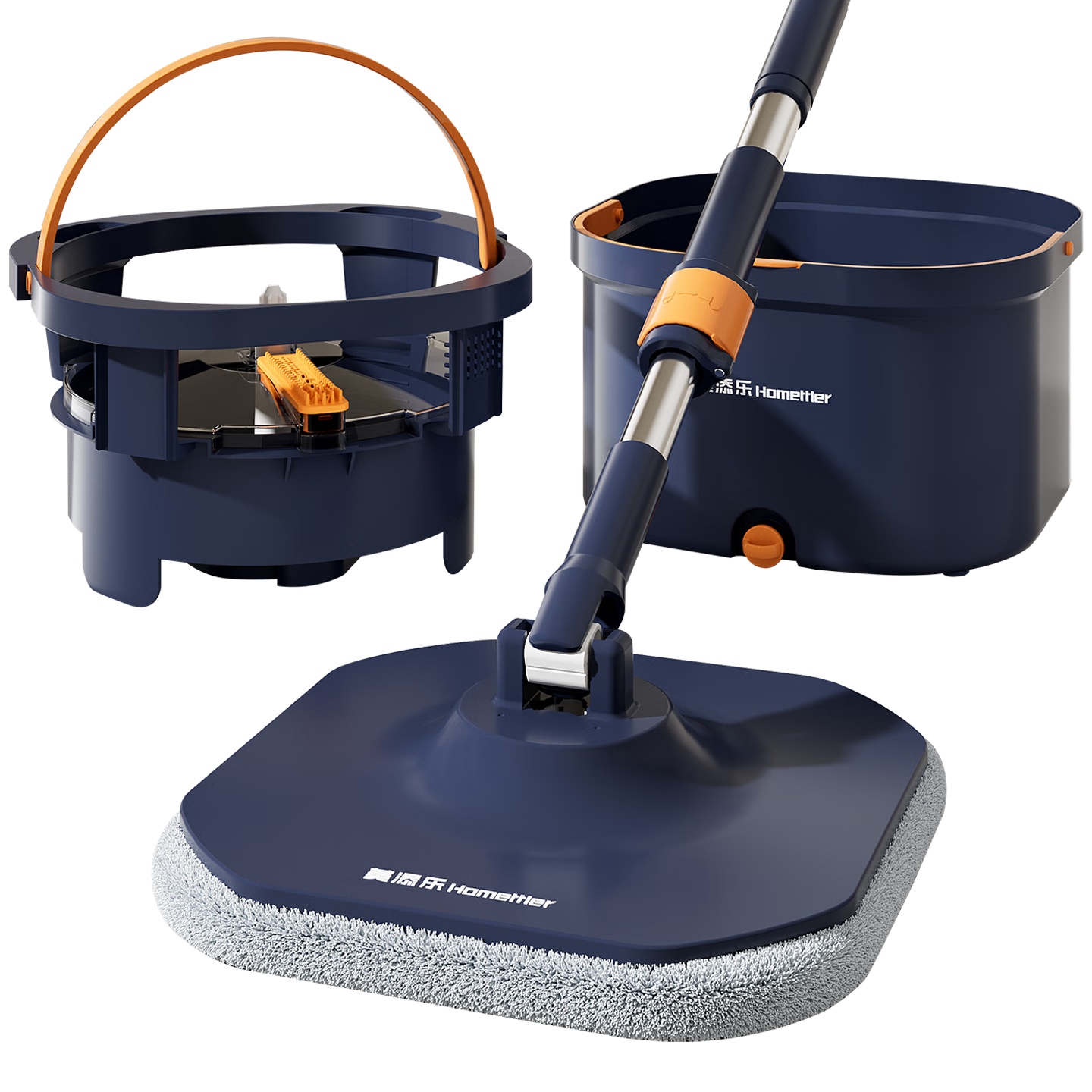 HoMettler Clean and Dirty Separation Spin Mop Household One-Drag Clean 2025 Hands-Free Flat Mop with 6 Mop Cloths and Bucket Set