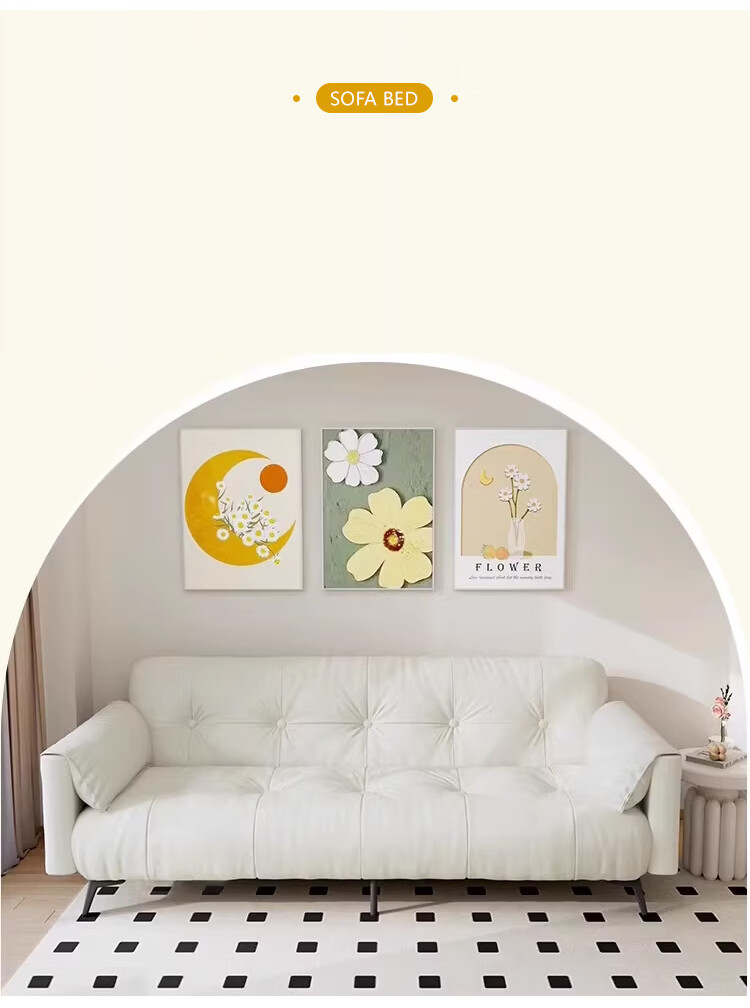 L&S Convertible Sofa Bed Foldable Sofa Cat Scratch-Resistant Cream Cloud Sofa S383 Green 1.8m Armless 10