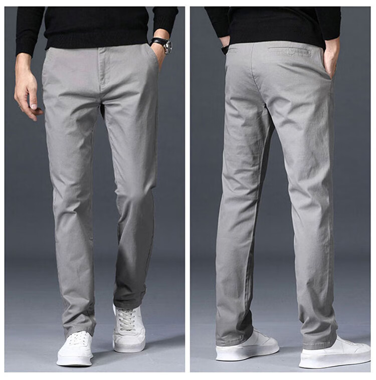 ROMON Men's Spring New Business Casual Pants High Cotton Loose Straight Long Pants Royal Blue 28 15