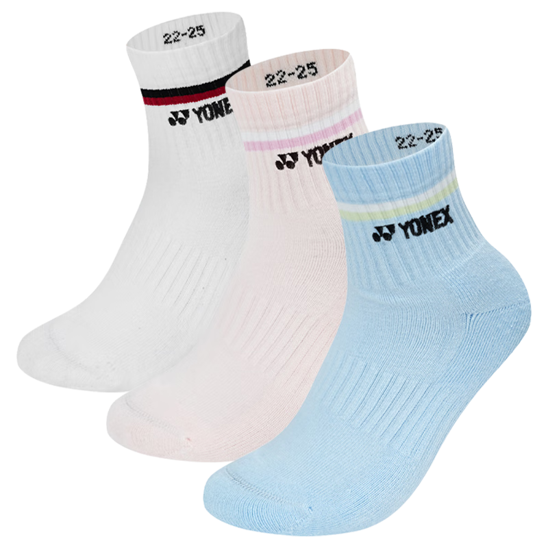 Yonex Yonex Women's Professional Sports Thickened Towel Sole Badminton Socks 245144BCR Bright Mixed Color 3 Pairs Pack
