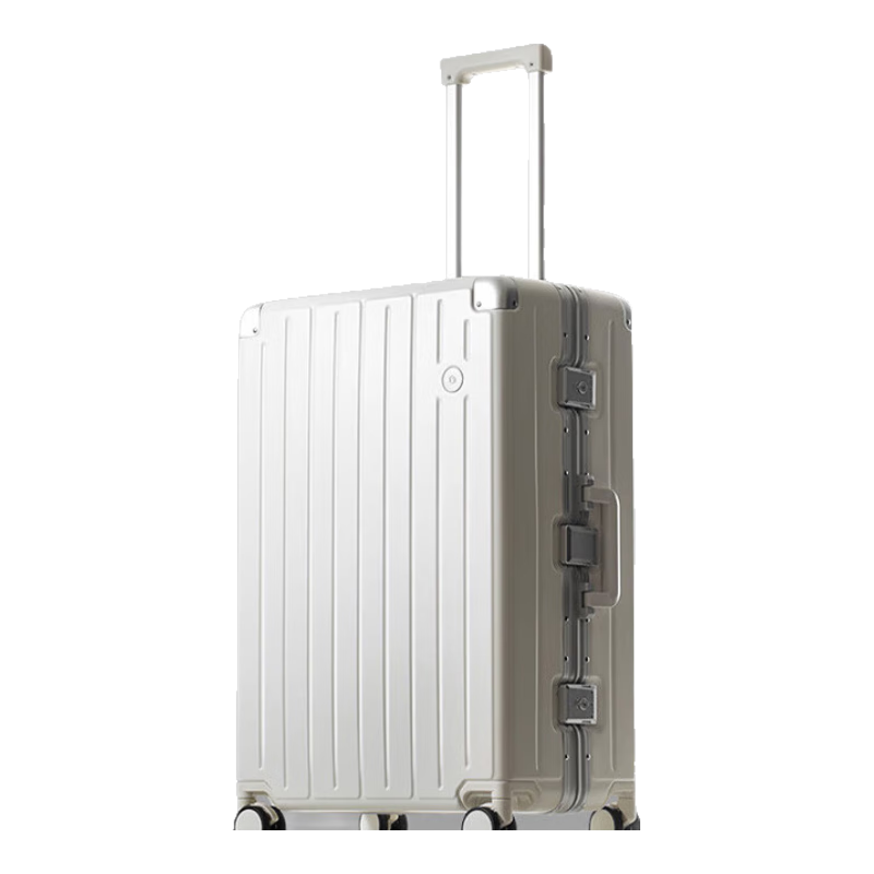 JD Original Borderless Aluminum Frame 26-Inch Luggage, Large Capacity Suitcase for Men And Women, Trolley Case with Password Lock, Lightweight Travel, Cloud White