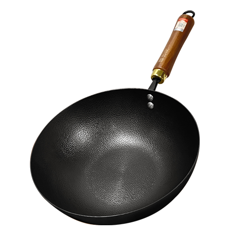Zhangzhuangyuan Authentic Handmade Zhangqiu Large-Bellied Iron Wok, Official Flagship Store, Household Stir-Fry Pan, Non-Coated Non-Stick Wok, 28CM