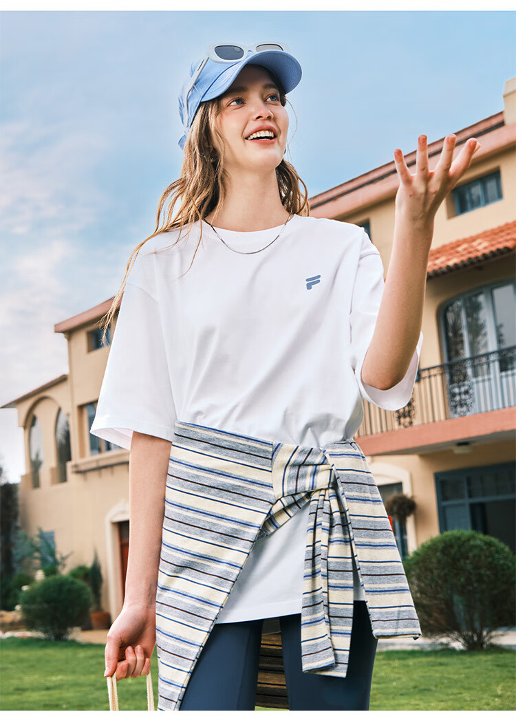 FILA FUSION Fashion Brand Zhang Hao Couple Knit Short Sleeve Shirt 2026 Spring Casual Loose Pure Cotton T-Shirt 46