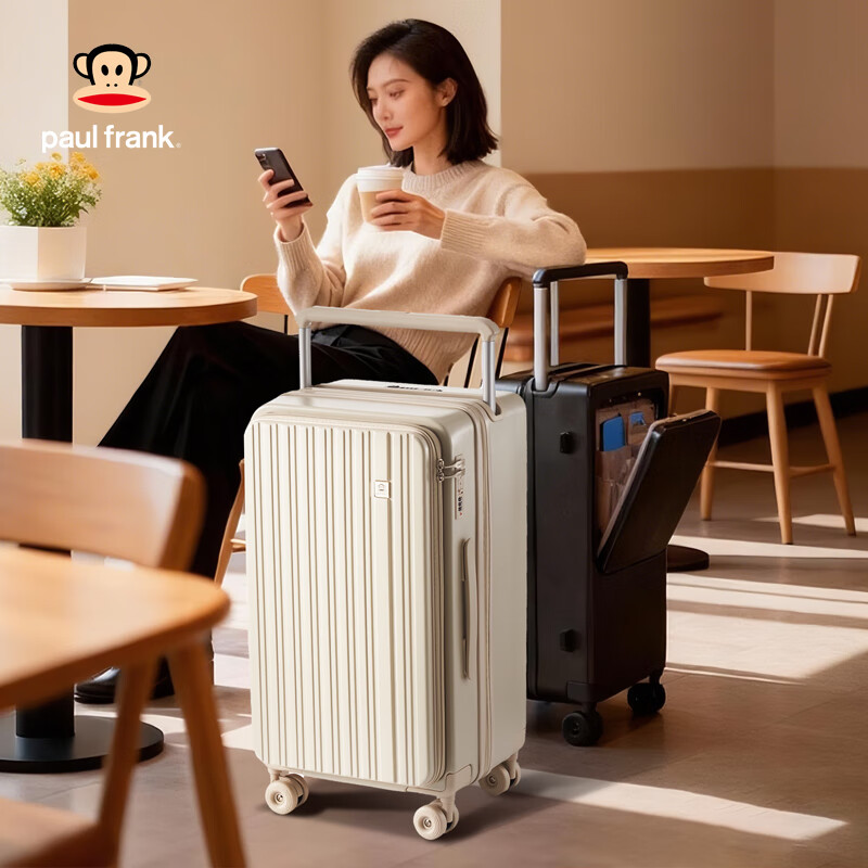 Paul Frank Side Opening Large Capacity Deep Compartment 28-Inch Wide Telescopic Handle Travel Luggage Front Opening Password Lock Suitcase
