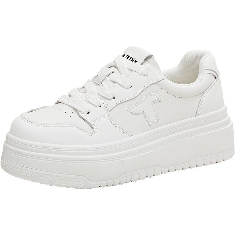 TEENMIX Women's White Thick-Soled Casual Sneakers 2026 Spring New T-Strap Style Size 38