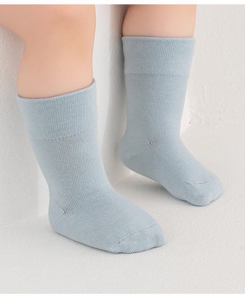 Five Cotton Flowers Children's Socks Spring Summer Combed Cotton Solid Color Baby Socks Seamless Soft Cuff 100% Cotton Mid-Calf Socks Class A 6