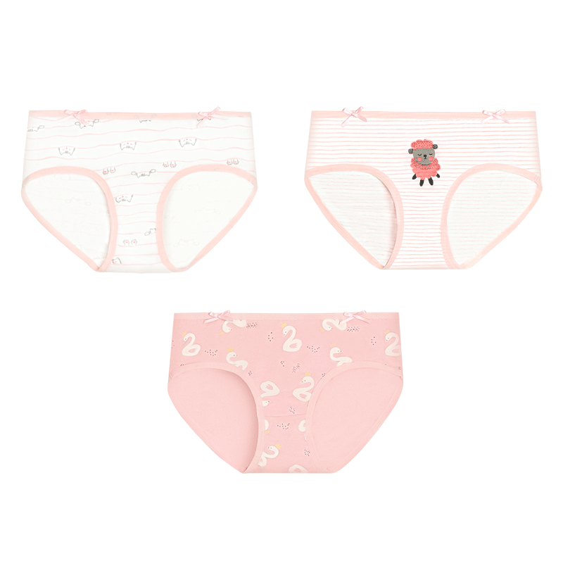 Hodohome Girls' Underwear, Class A Pure Cotton Cartoon Print Triangle Briefs, Cute Panties for Girls, 3-Pack, Size 100 160