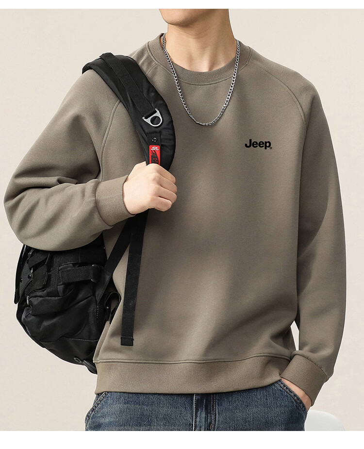 JEEP Men's Casual Loose Fit Long Sleeve Sweatshirt Autumn Spring Dark Gray Green XL 11