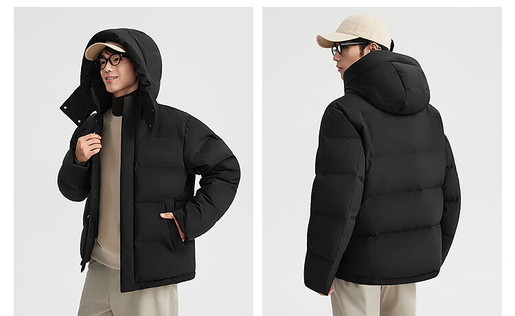 BOSIDENG 25 Years Men's Winter Down Jacket 90% Down Thickened Removable Hood Loose Short Casual Warm Coat 3